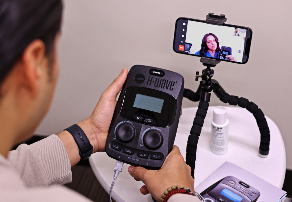 A patient fitting using facetime